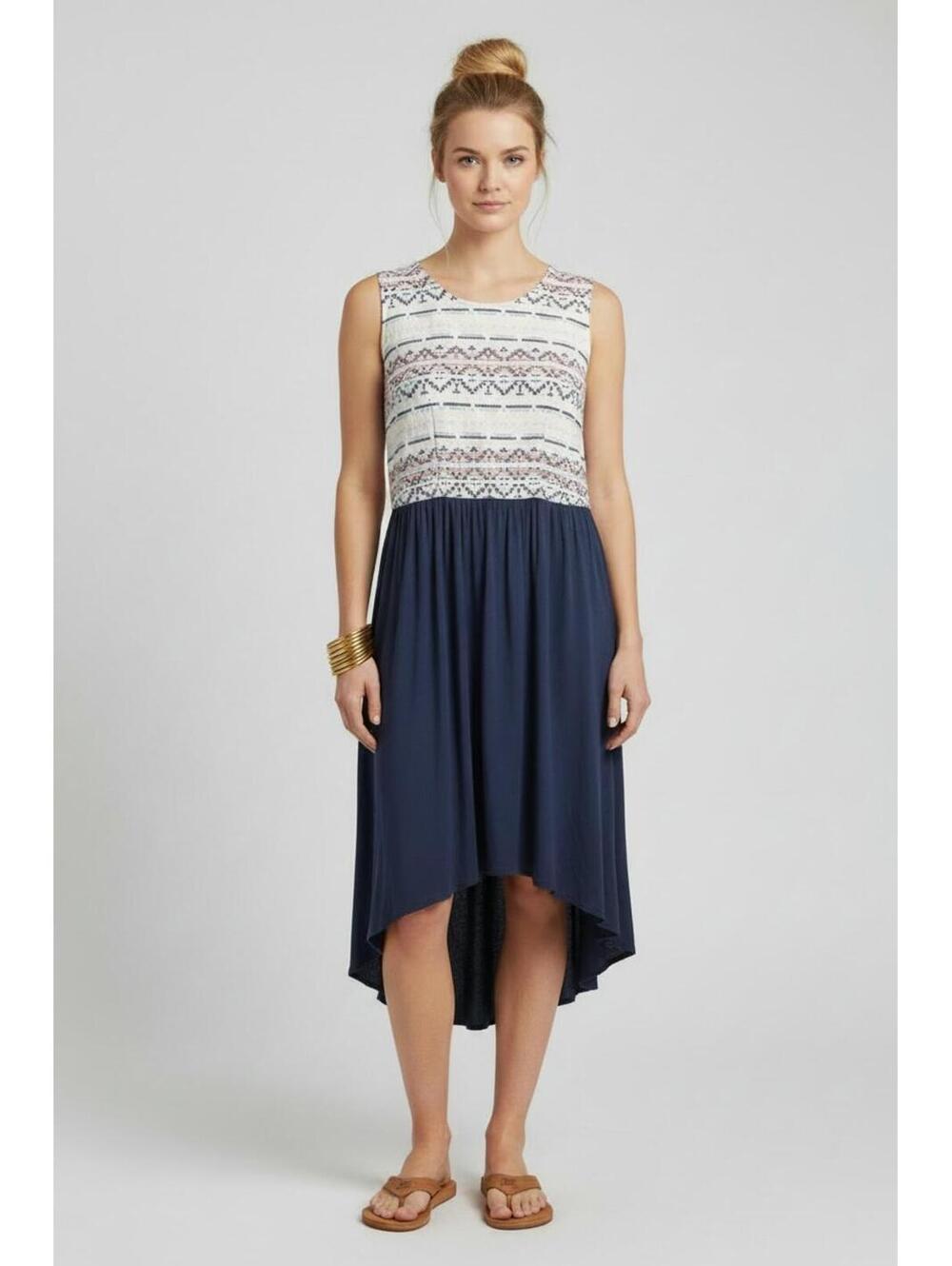 Anthropologie Dolan Left Coast Sabado Embroidered Aztec High Low Dress, Size L